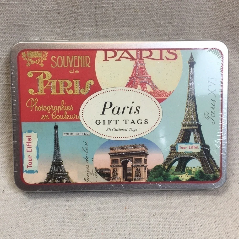 36 Paris themed Gift Tags in tin NWT